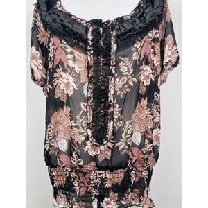 American Rag Sheer Floral Chiffon Blouse 2X